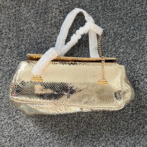 J. Crew Gold Snakeskin Clutch